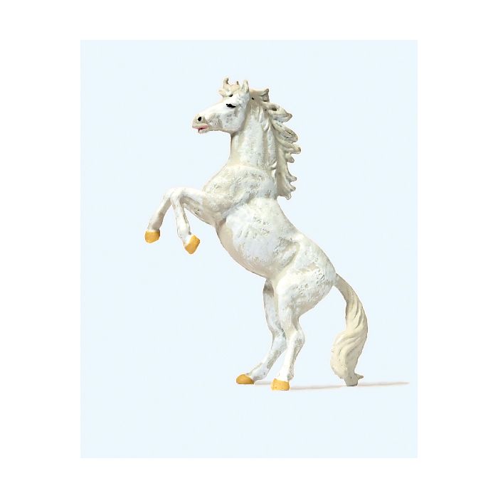 Hand-painted white horse miniature terrarium figure, 1:87 scale