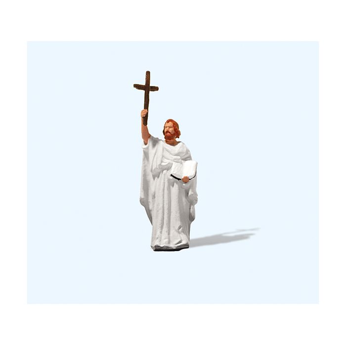 Hand-painted Saint Boniface miniature terrarium figure, 1:87 scale
