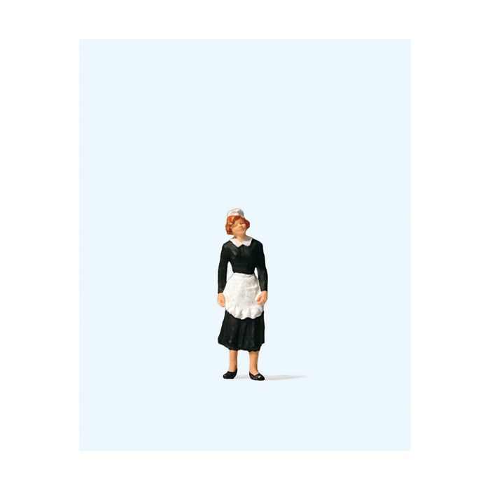 Hand-painted housemaid miniature terrarium figure, 1:87 scale