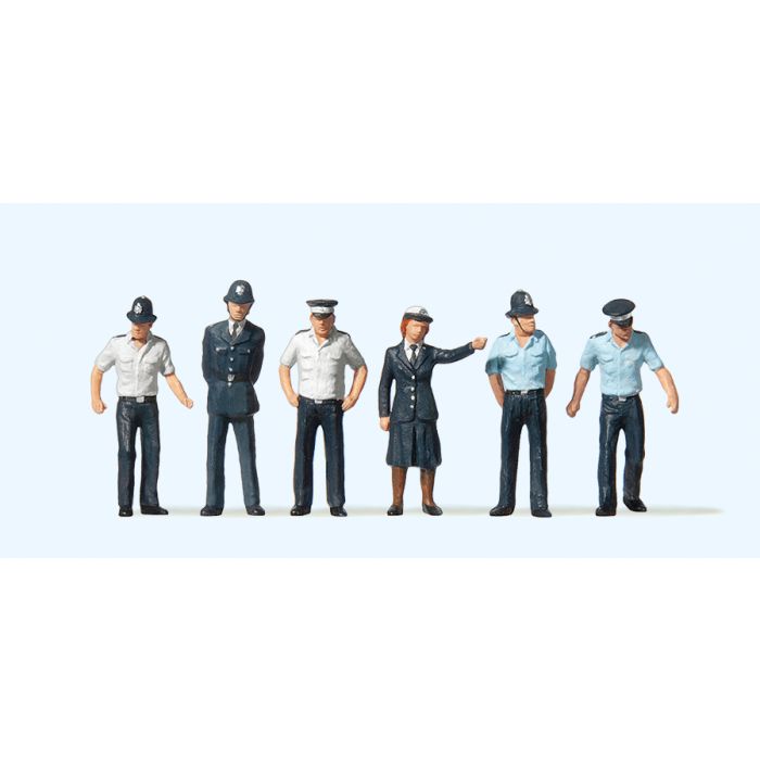 Hand-painted British police officer miniature terrarium figures, 1:87 scale