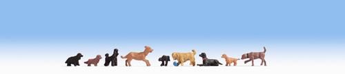 Hand-painted miniature dog and cat terrarium figures, set B, 1:87 scale