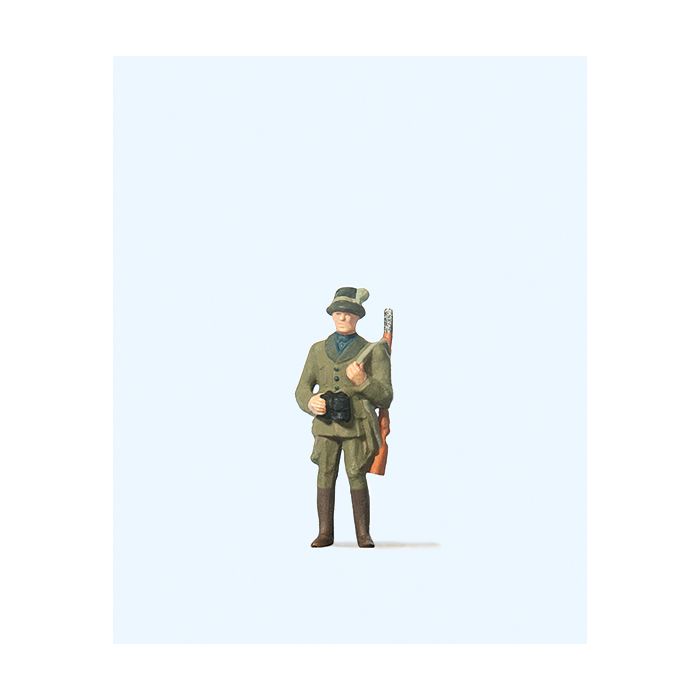 Hand-painted hunter (gamekeeper) miniature terrarium figure, 1:87 scale