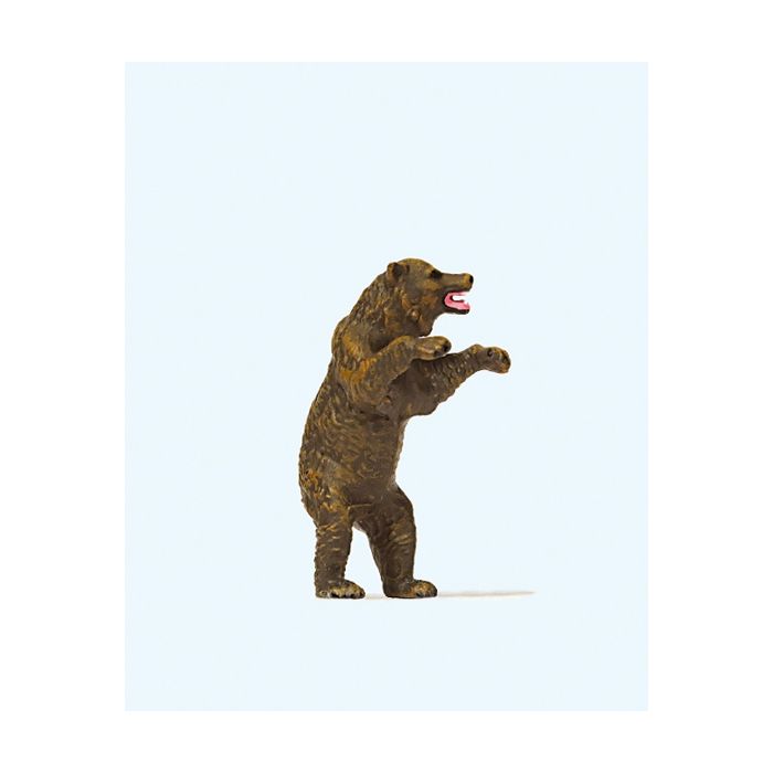 Hand-painted brown bear miniature terrarium figure, 1:87 scale