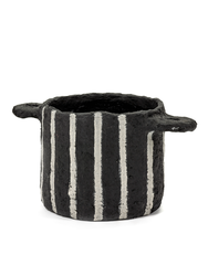 Black Vertical Stripe Pot