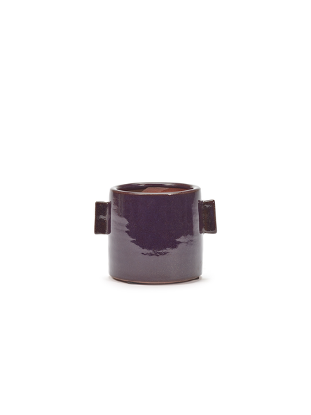 Glazed aubergine stoneware plant pot