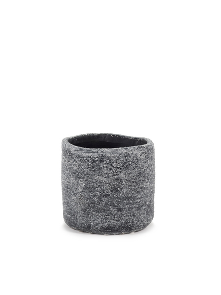 Small grey-black ancient-style indoor plant pot