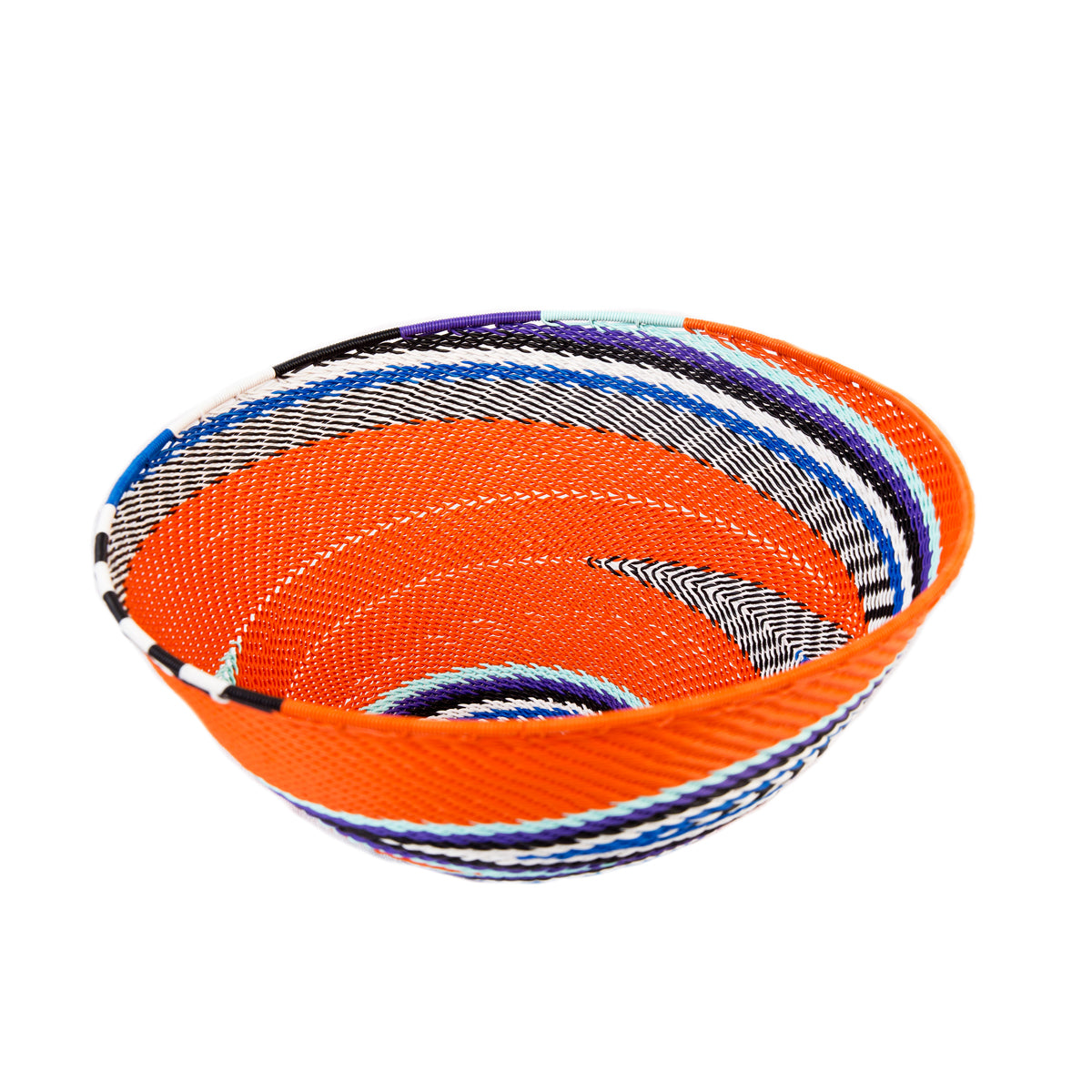 Orange Zulu telephone wire bowl — detail of the woven pattern
