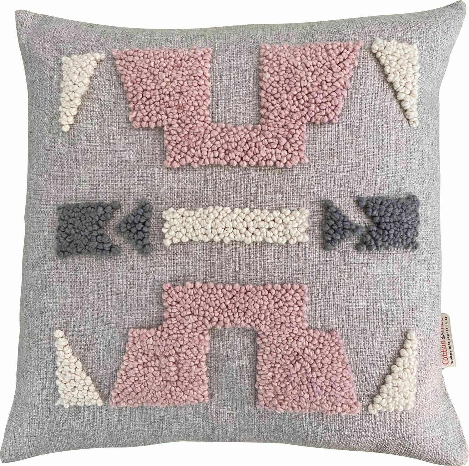 Hand-punched Ndebele-pattern cushion cover, pattern 1, 50×50cm