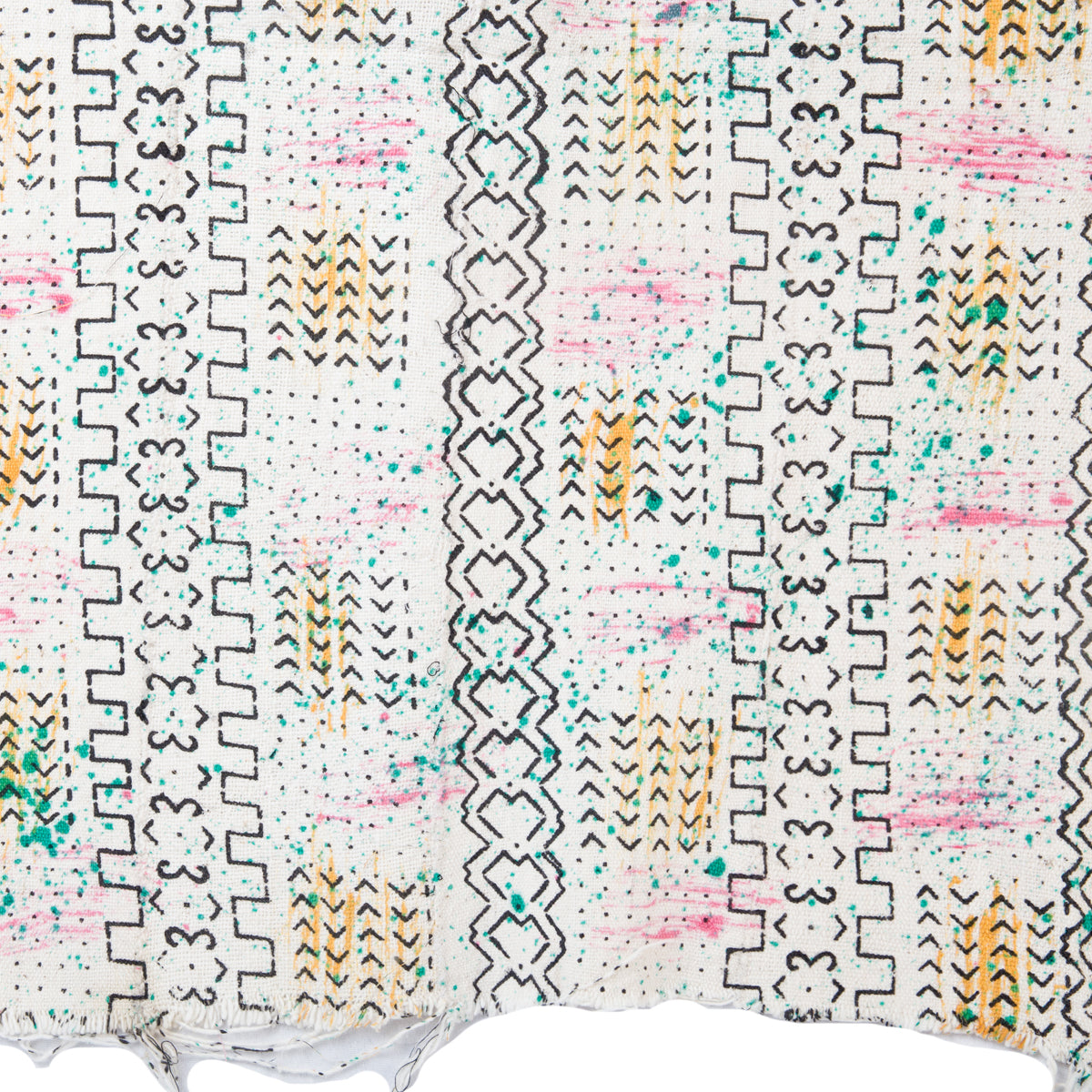 Mud cloth throw — detail of the hand-drawn mud-dye pattern