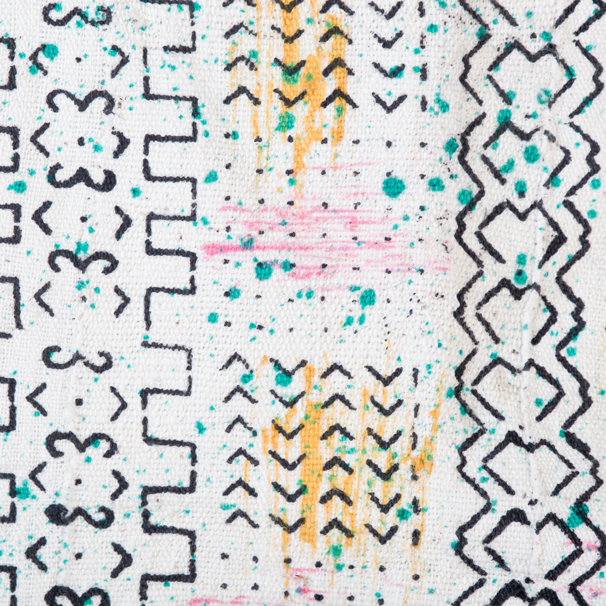 Mud cloth throw — detail of the woven strips