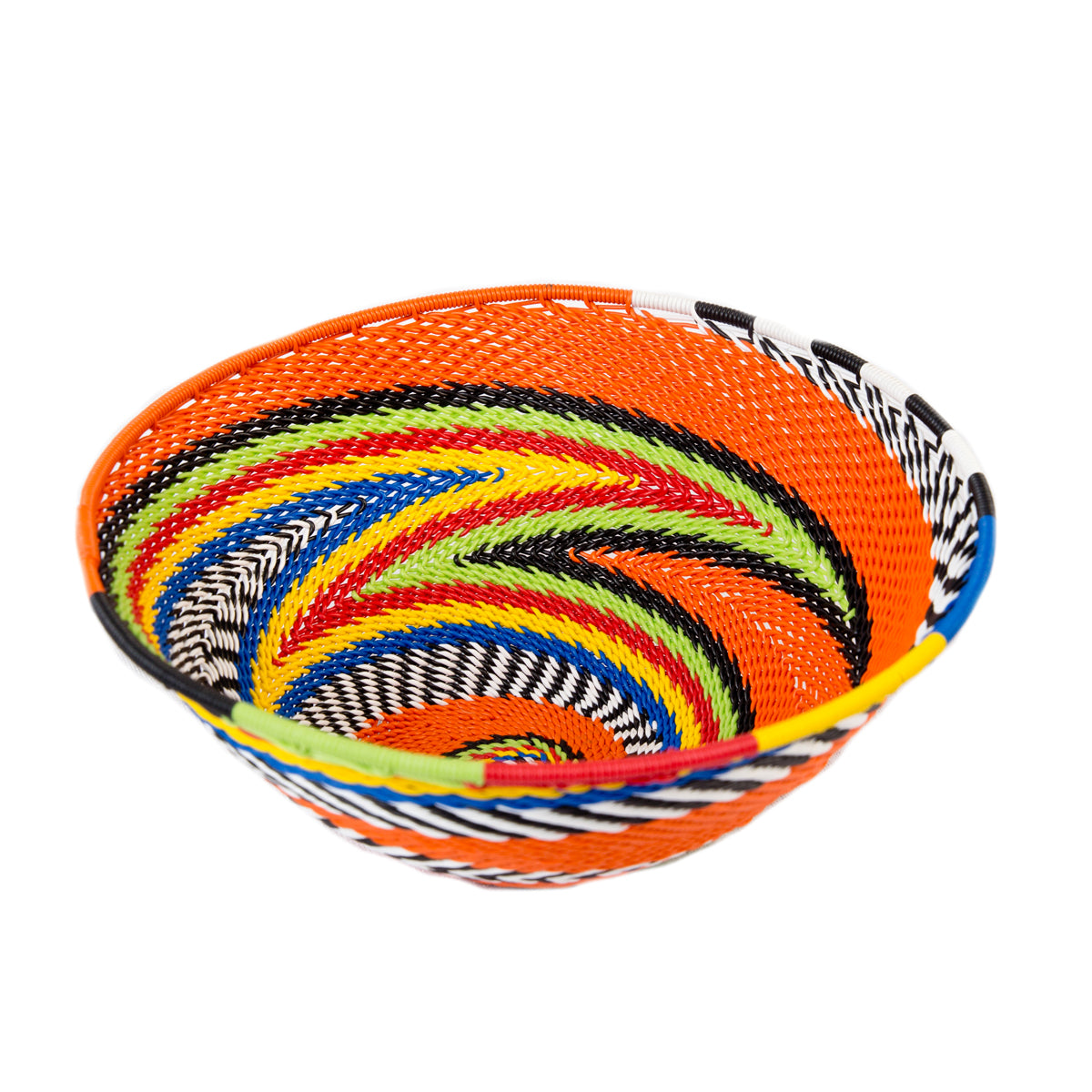 Orange Zulu telephone wire bowl — detail of the woven pattern