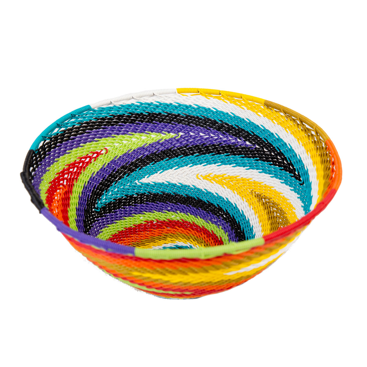 Handwoven Zulu telephone wire bowl in blue