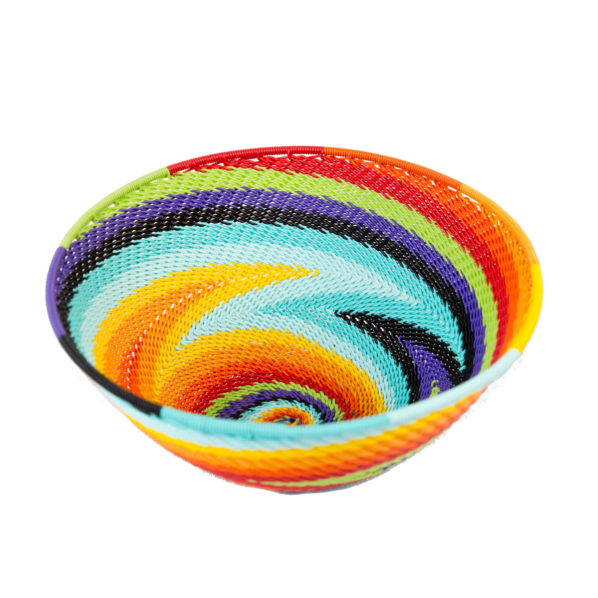 Blue Zulu telephone wire bowl — detail of the woven pattern