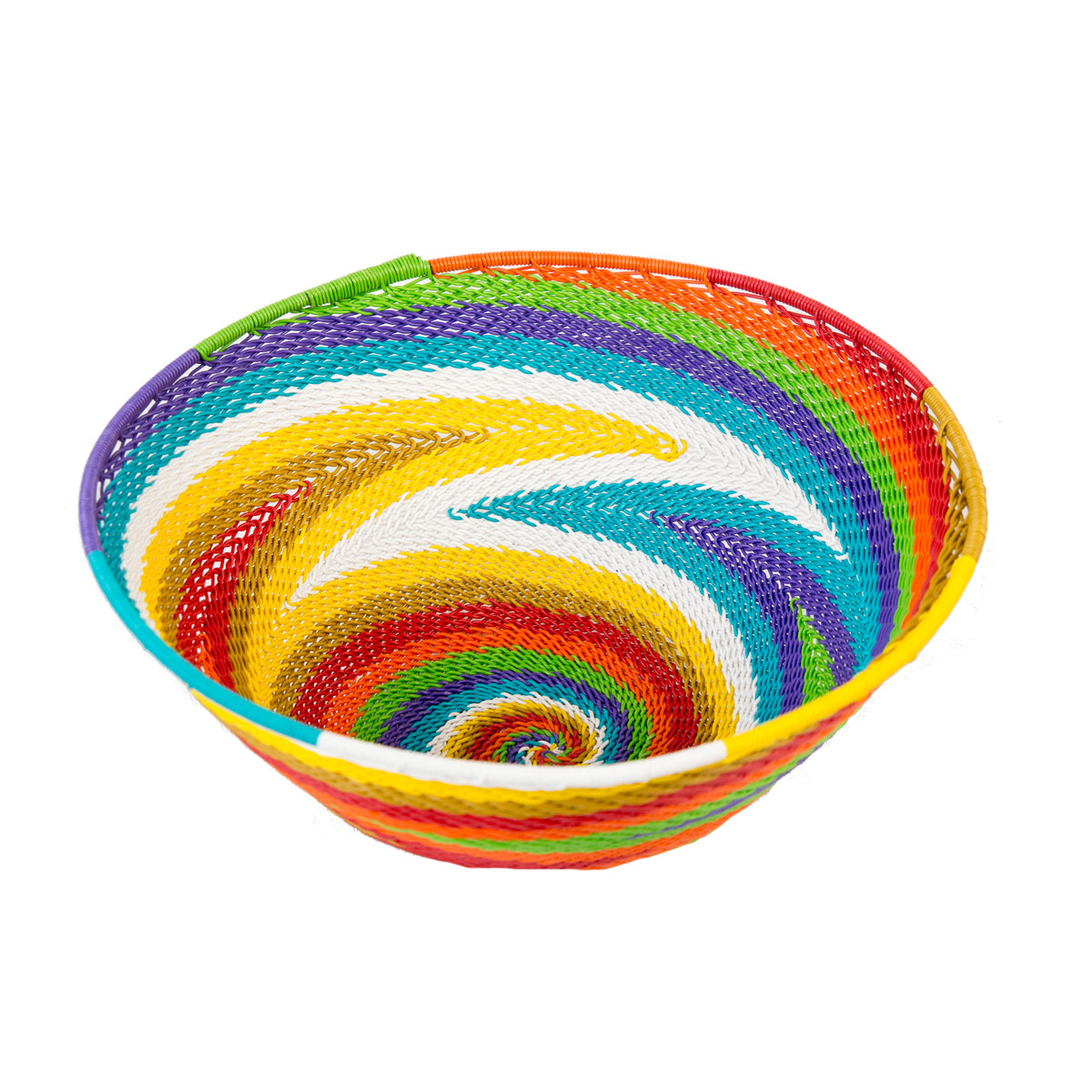 Blue Zulu telephone wire bowl — side view
