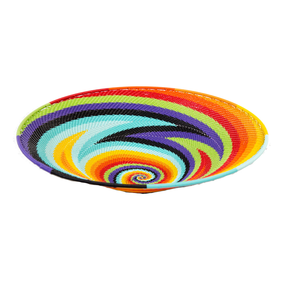 Handwoven Zulu telephone wire bowl in a mix of colours
