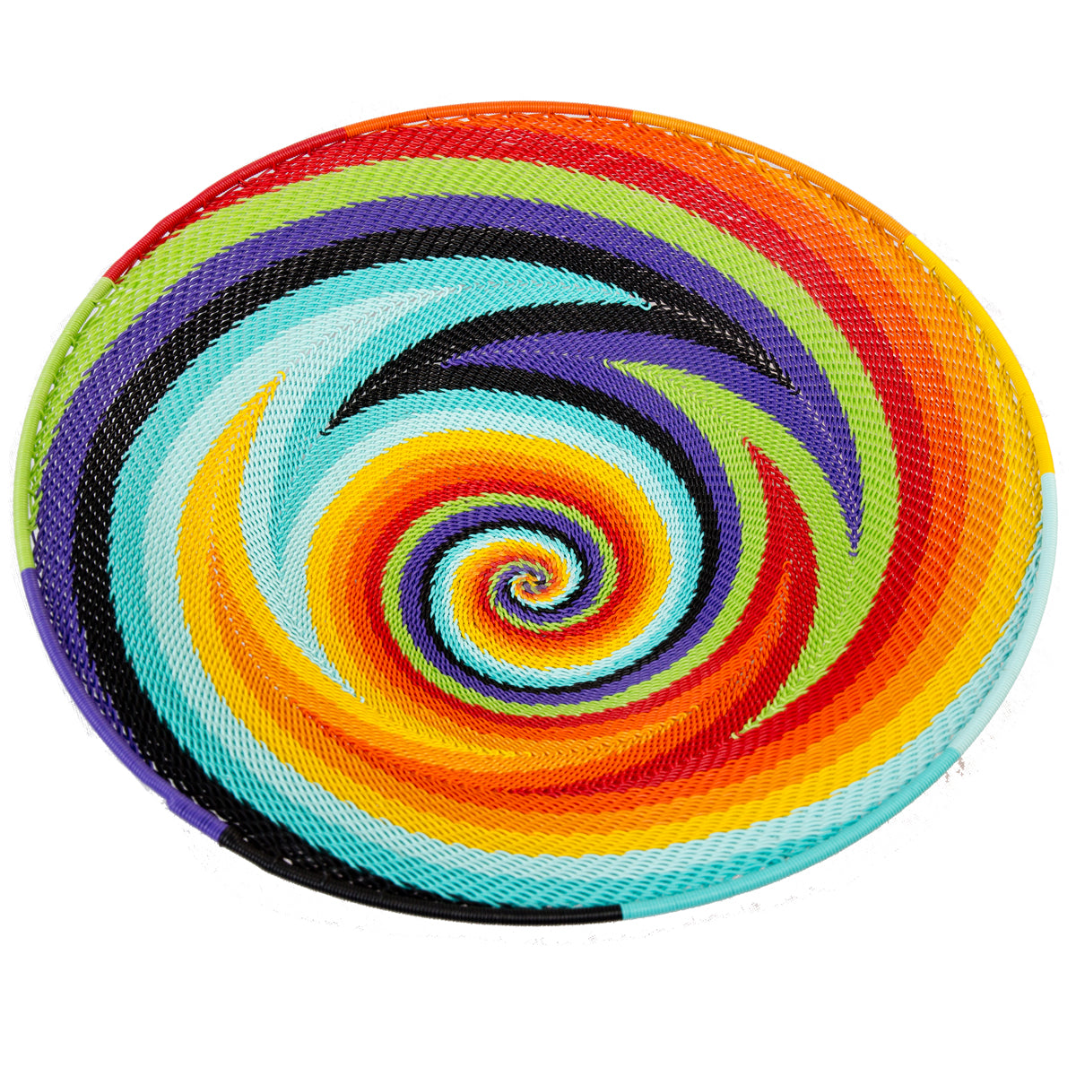 Mixed-colour Zulu telephone wire bowl — detail of the woven pattern