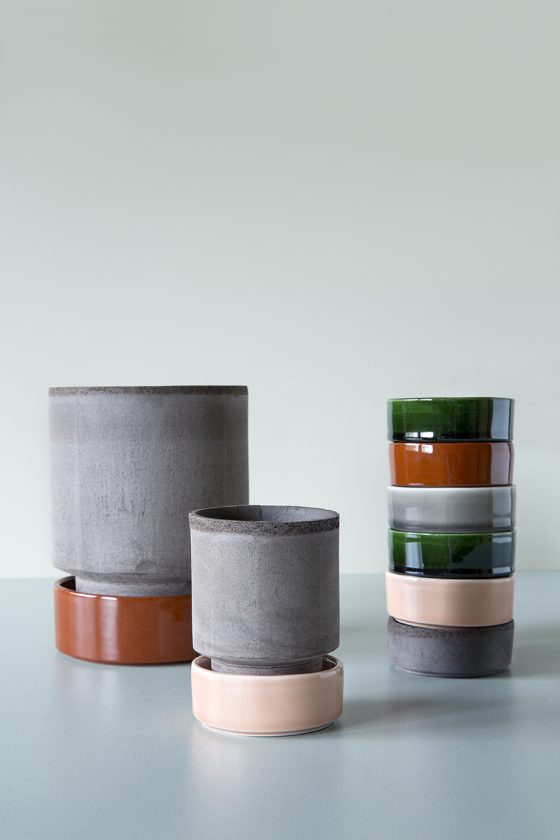 Hoff Pot by Bergs Potter, stackable cylindrical terracotta plant pot designed by Anne Hoff