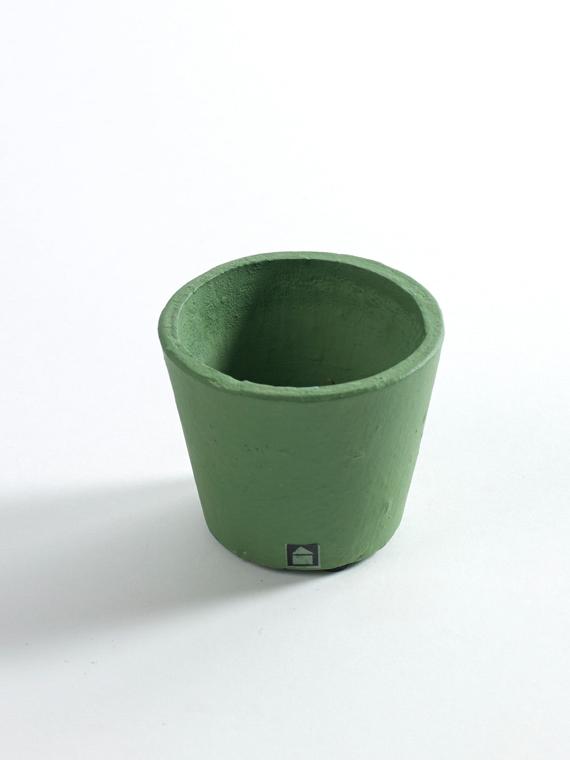 Hand-painted forest green indoor plant pot, 16cm