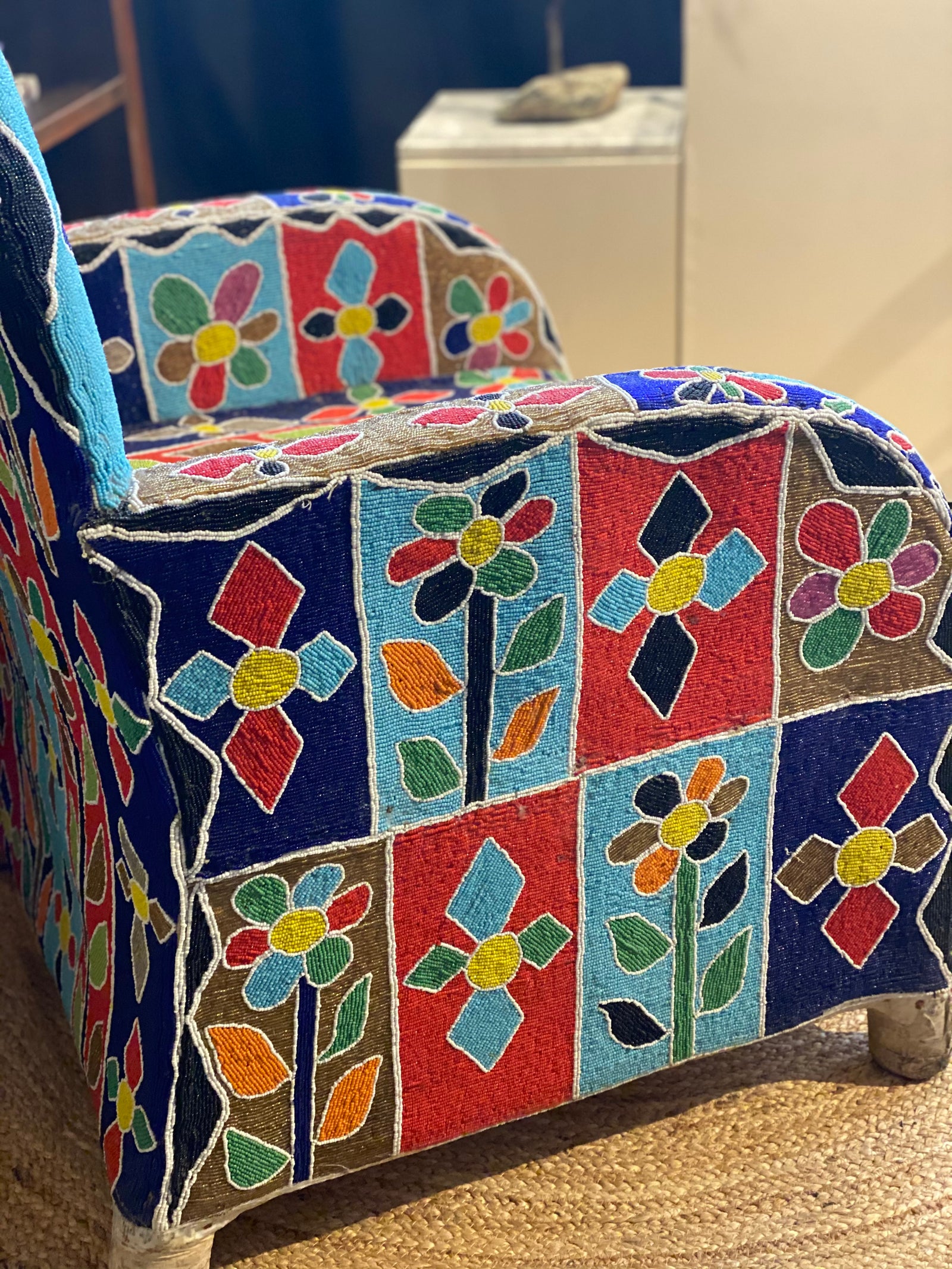 Yoruba Royal Beaded Chair - Floral
