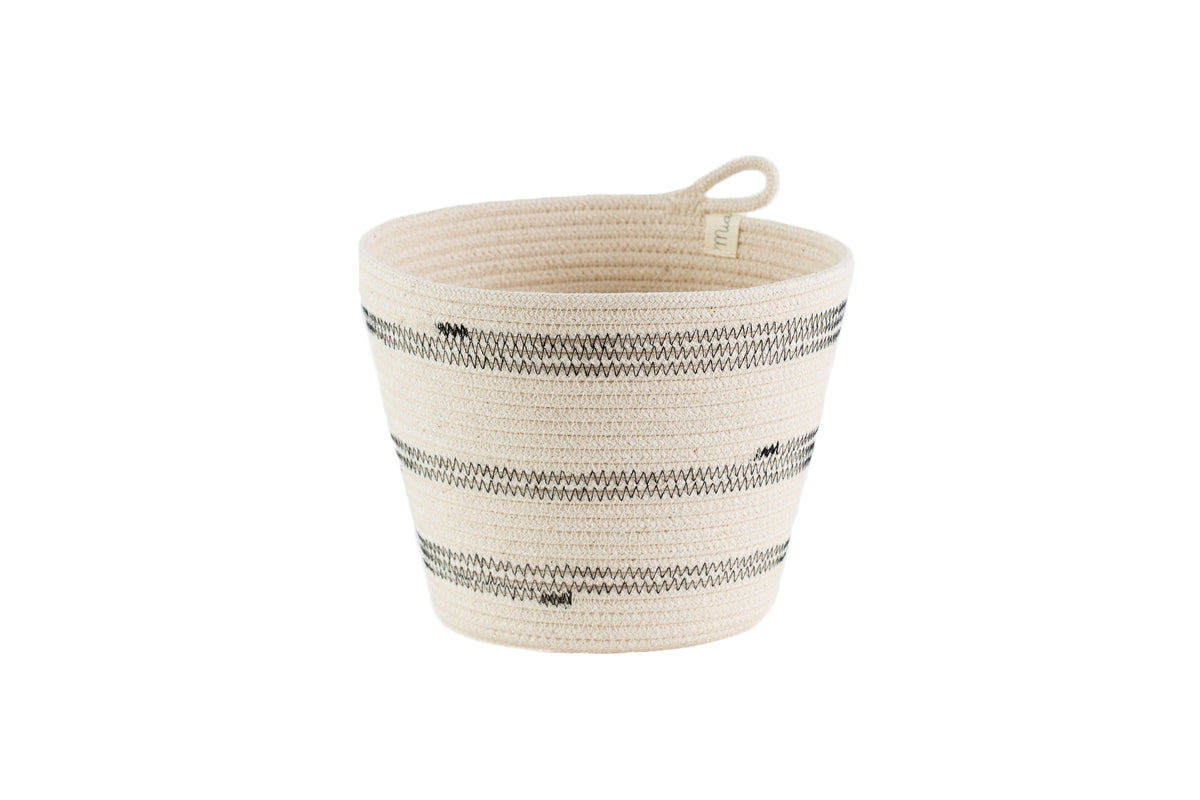 Planter Basket Stitched Black &amp; White