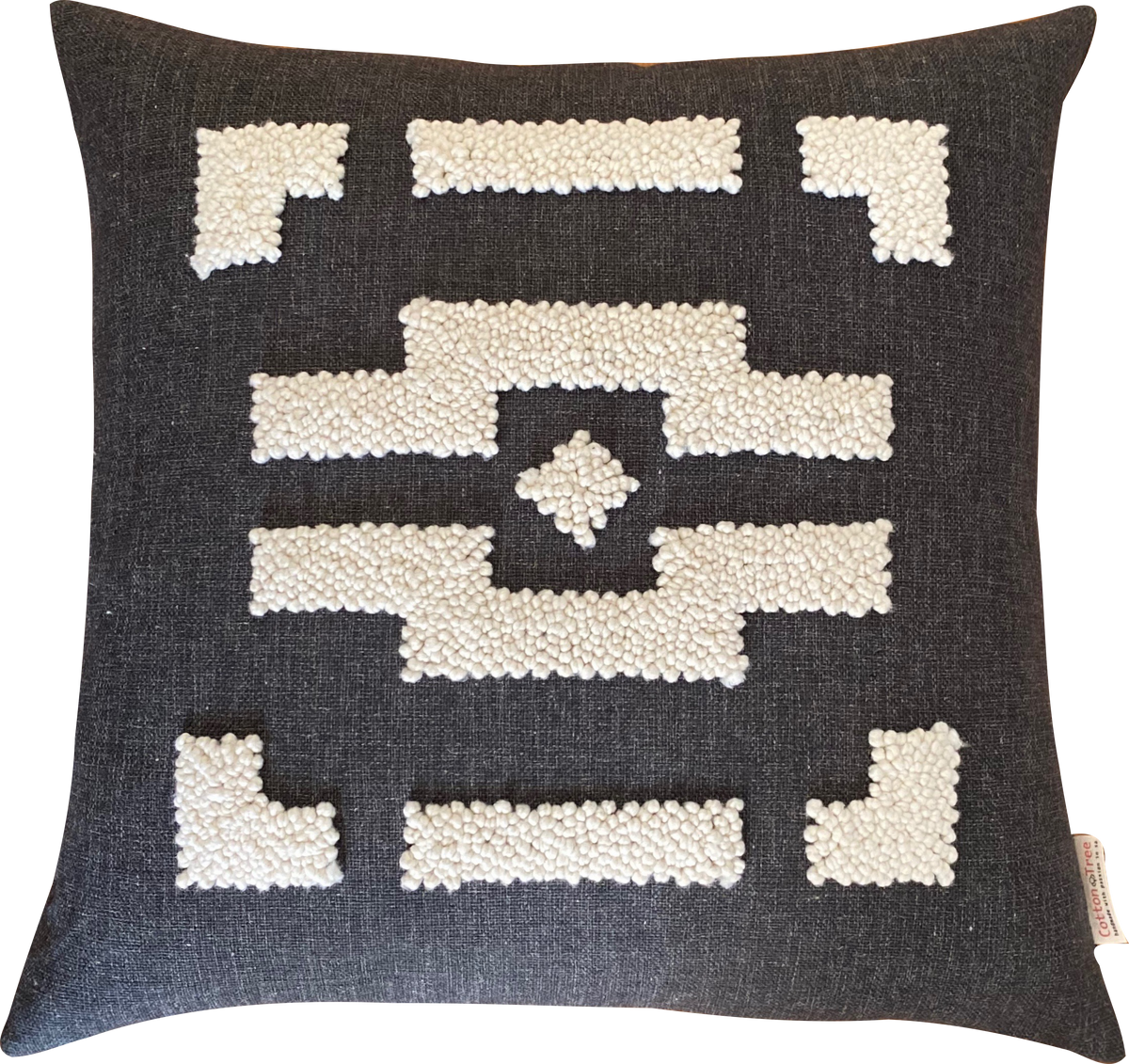 Punch needle Ndebele cushion cover — backing with zip