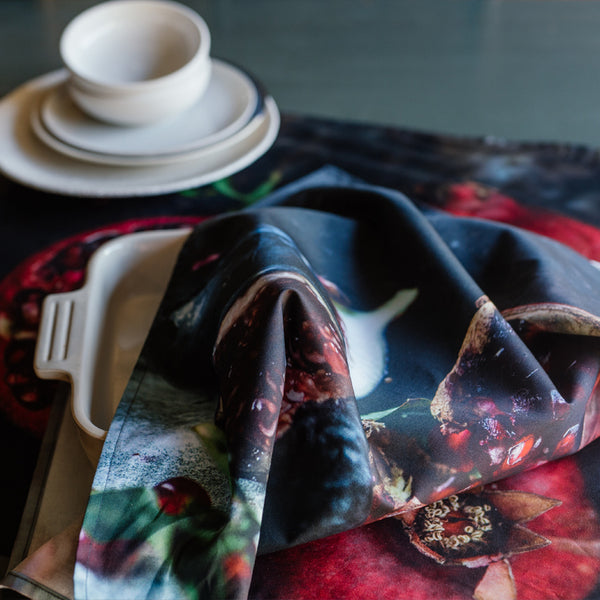Pomegranate with Fig square cotton cloth — detail