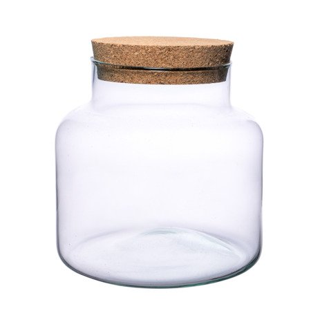 Empty recycled-glass cork jar terrarium vessel with natural cork lid