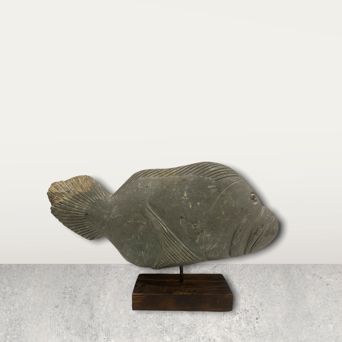Stone Fish Sculpture - Zimbabwe (35.2)