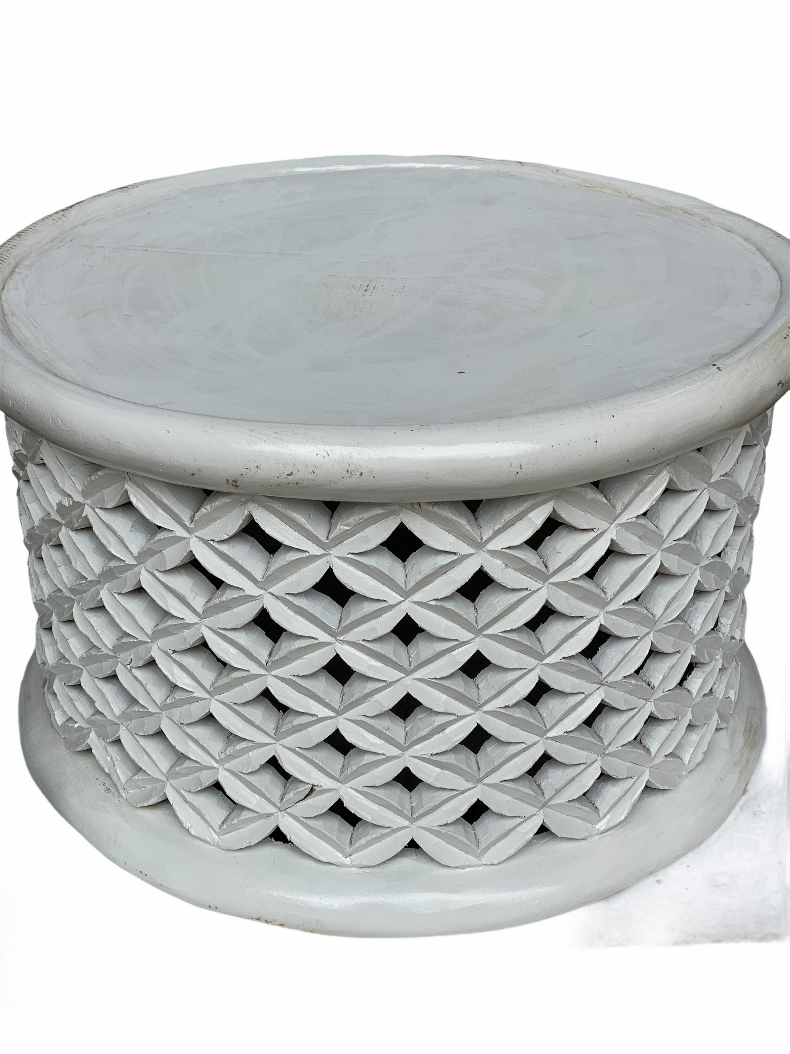 Bamileke Table - L- 60cm - White handmade