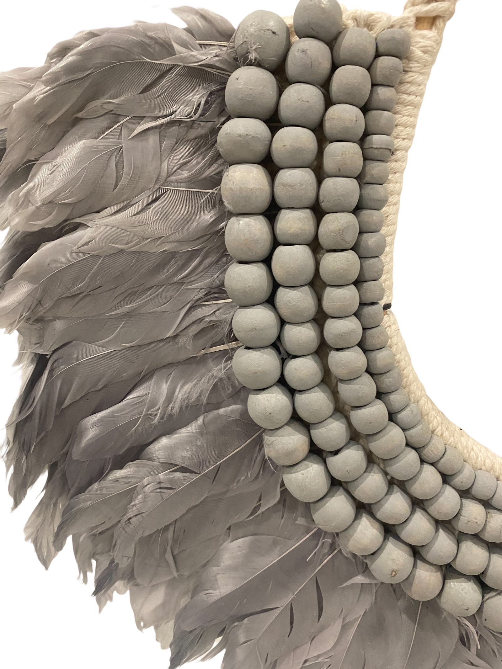Feather and beaded necklace (22.3) grey