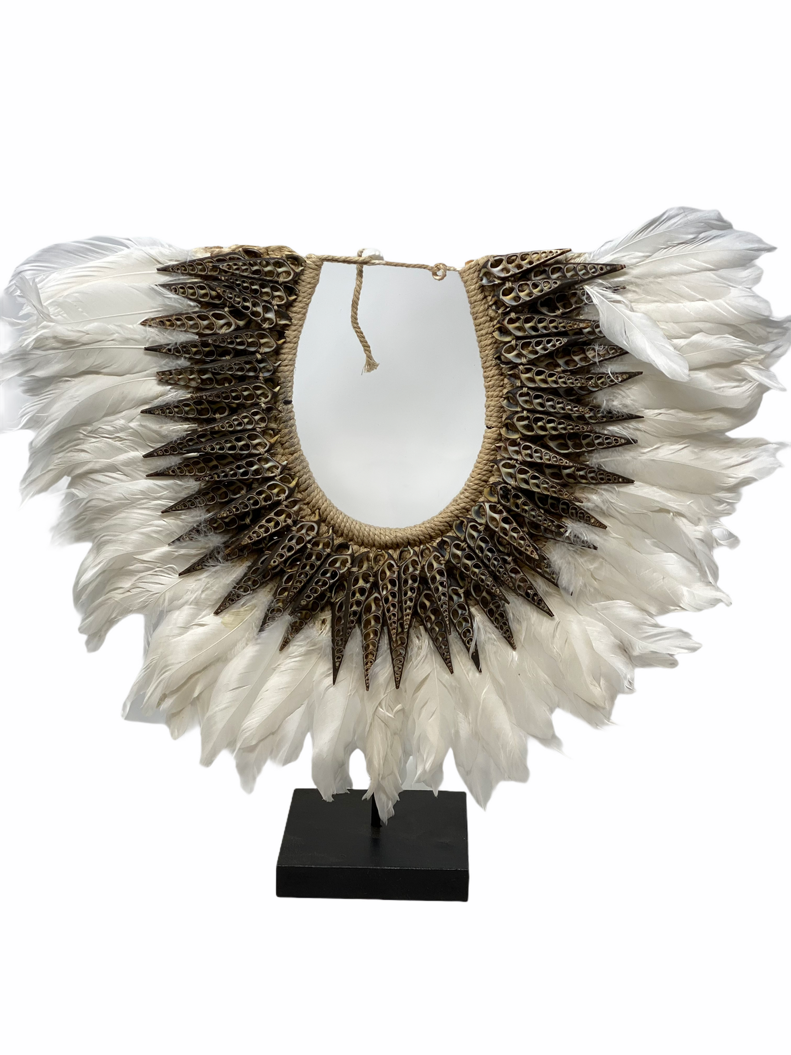 Dark Shell & White Feather necklace