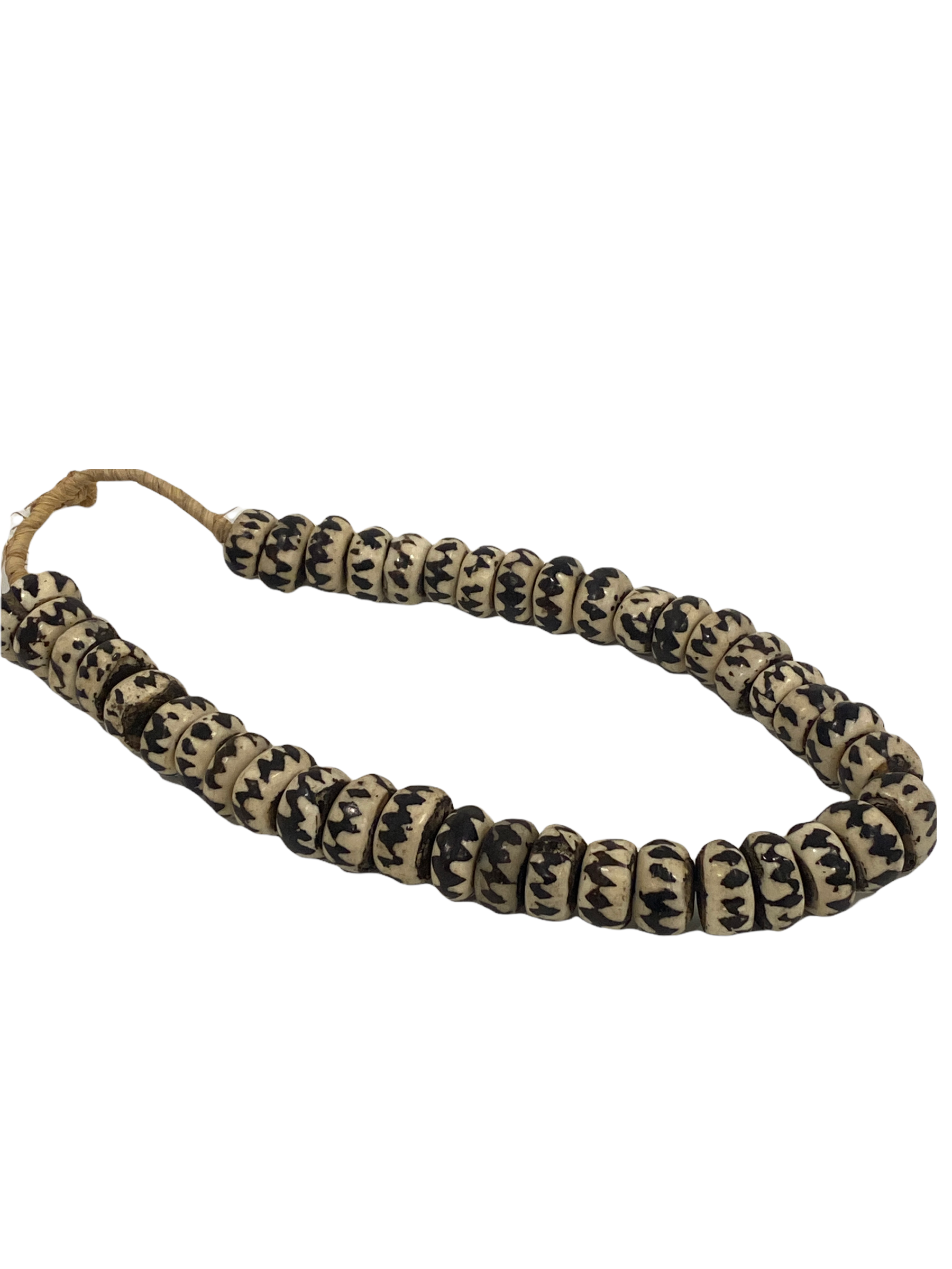Kenya Beads Necklace - Disc shaped brown/white (47.1)