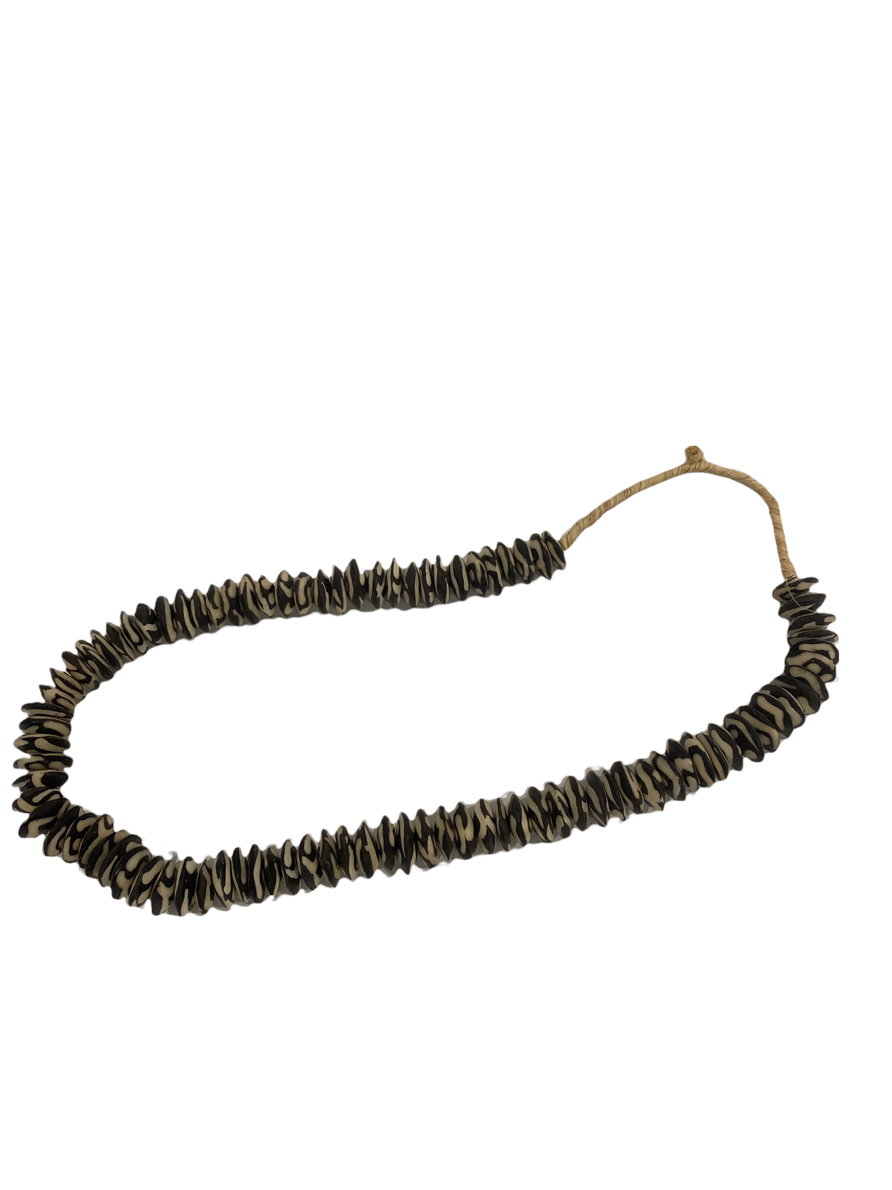 Kenya Beads Necklace  - Flat beads brown/white (46.1)