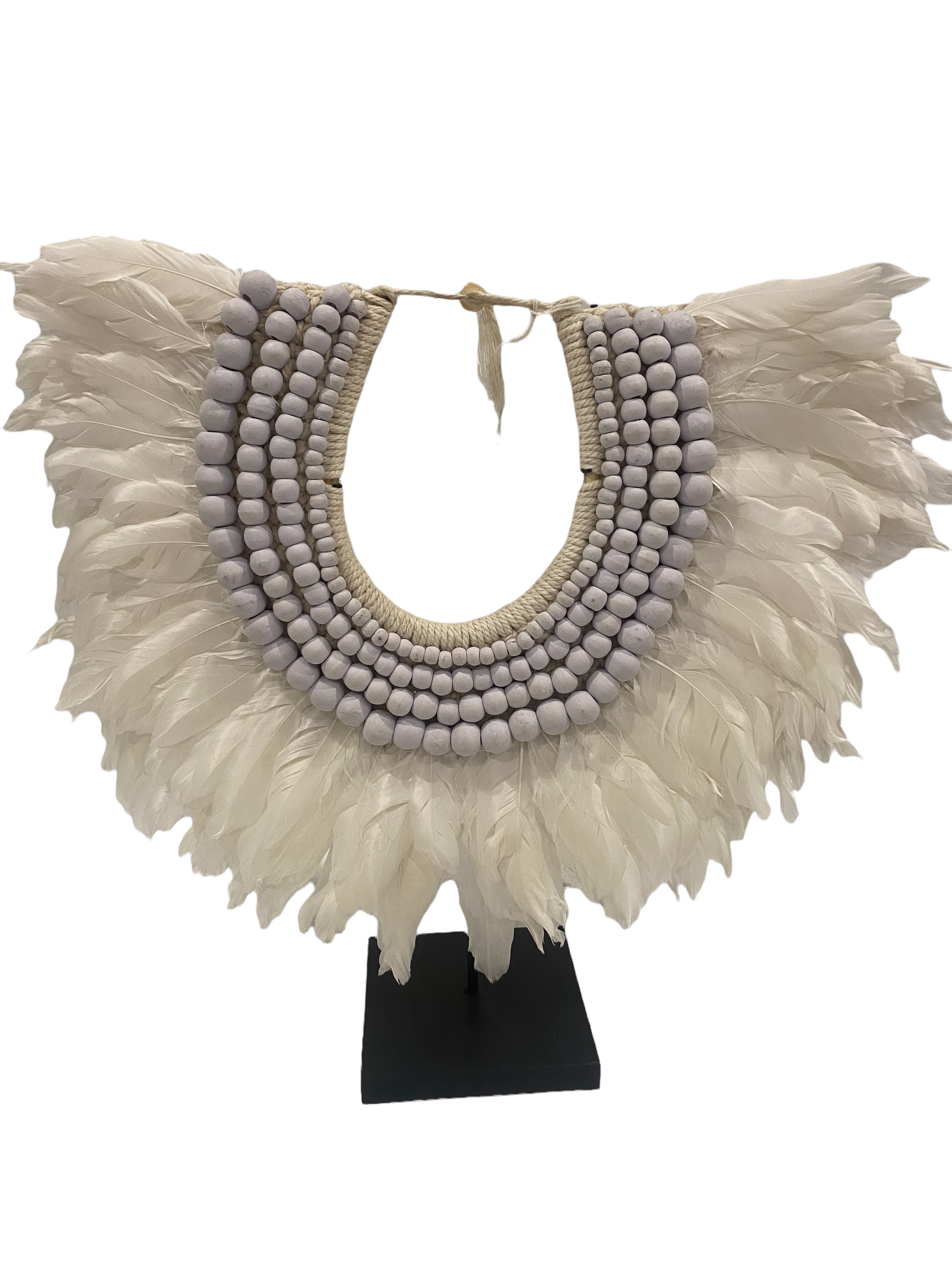 Feather and beaded necklace (22.4) white
