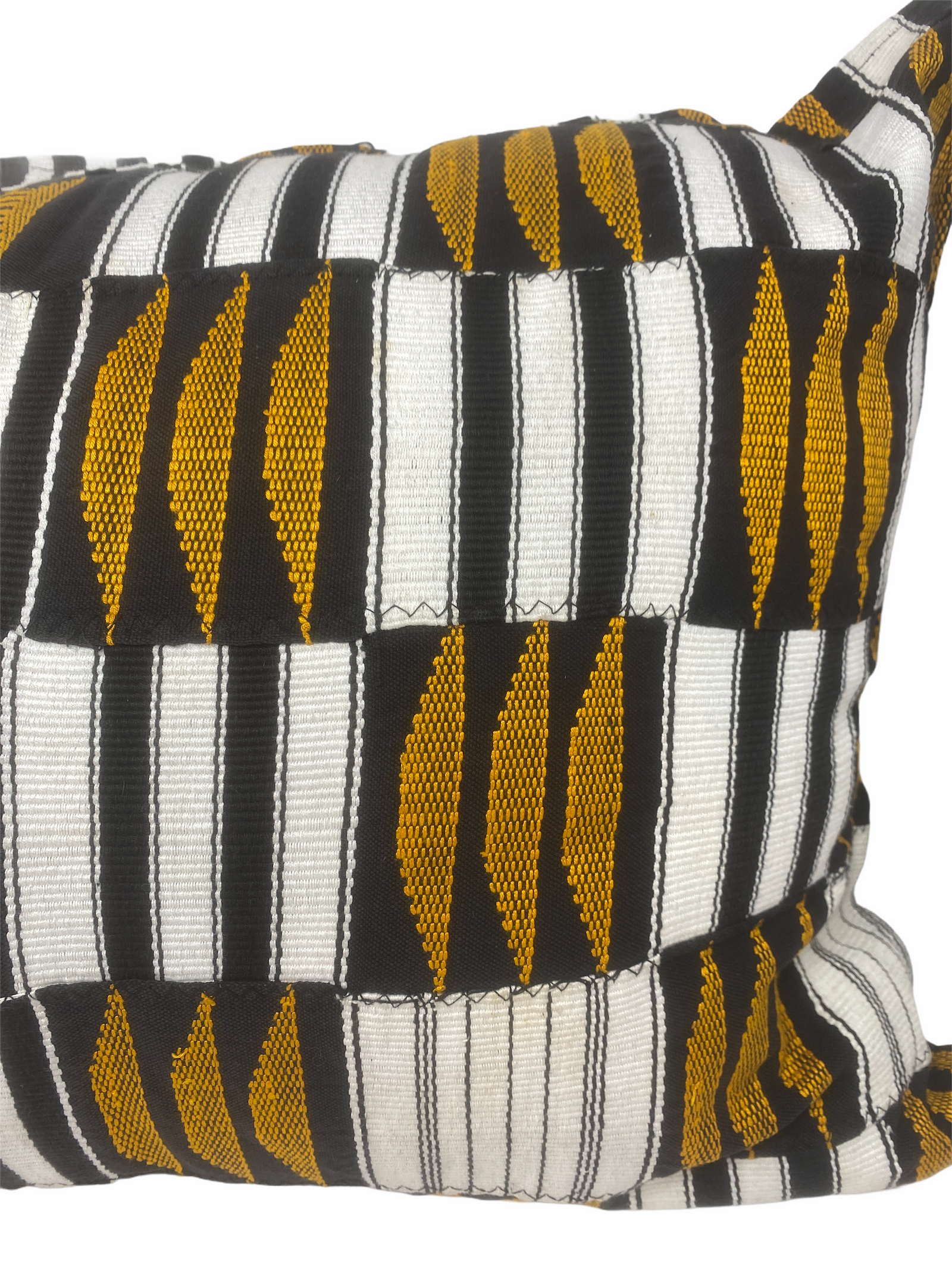 Ewe cloth cushion — close-up of the golden stitching