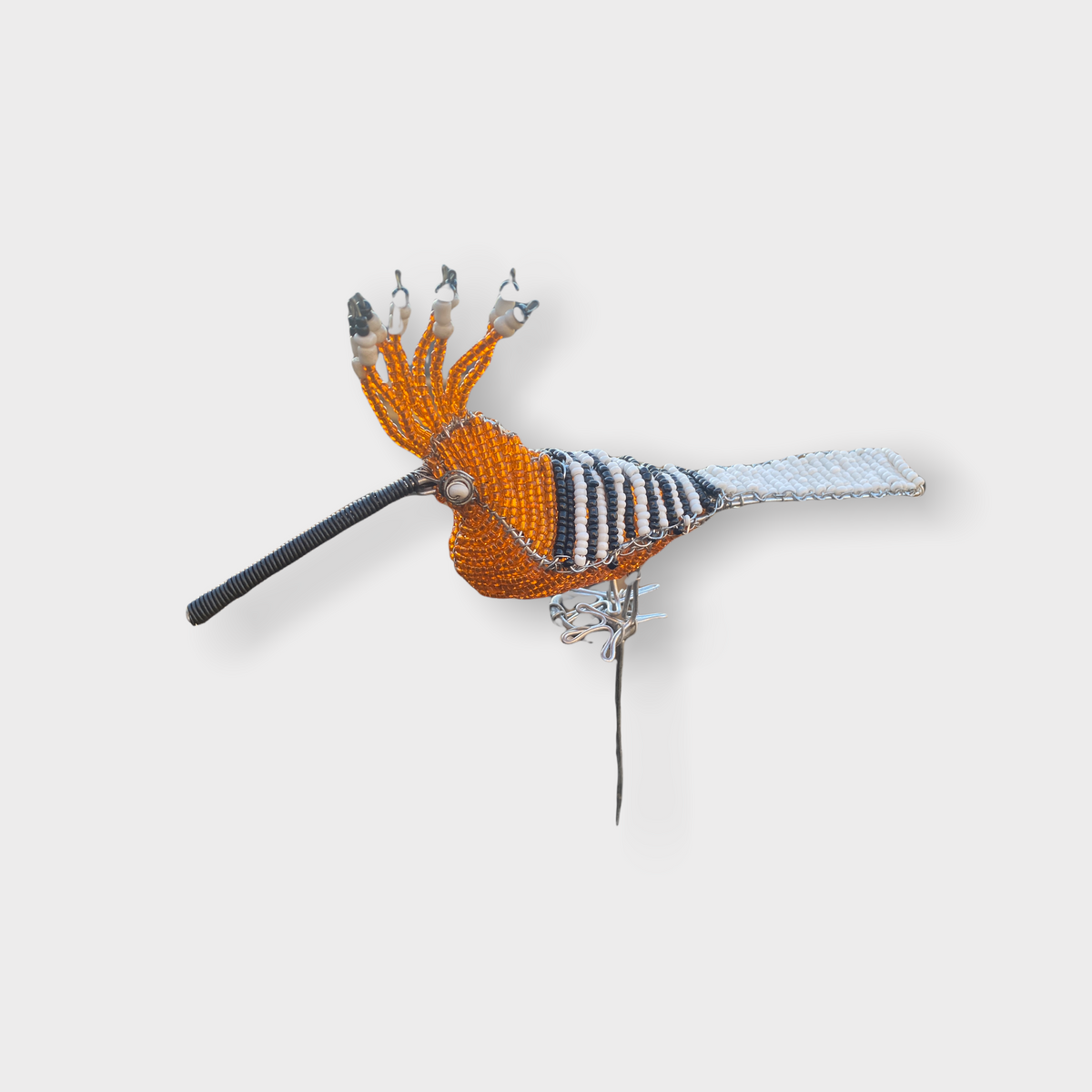 Beaded Garden Birds - South Africa - Orange/White tail