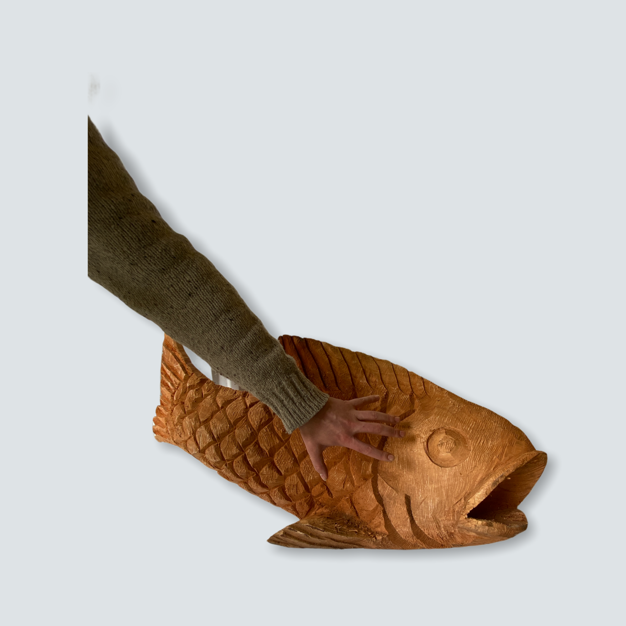 bulgarian wood carving boxes fish Mozambique hand carved Fish sculpture - XL (01)