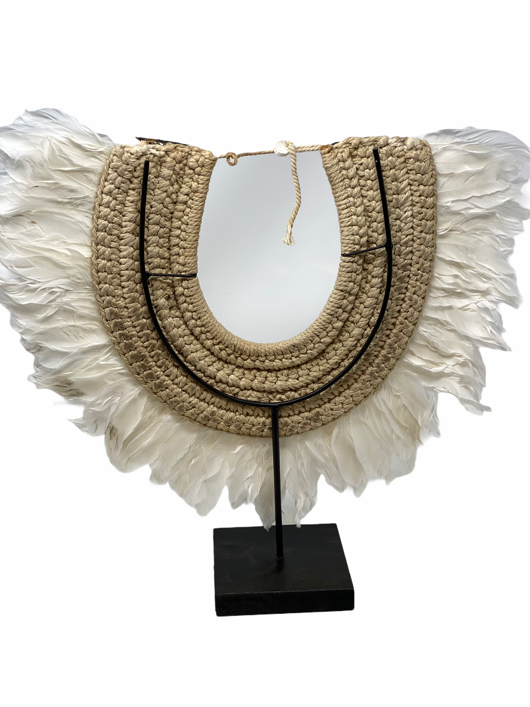 Dark Shell & White Feather necklace