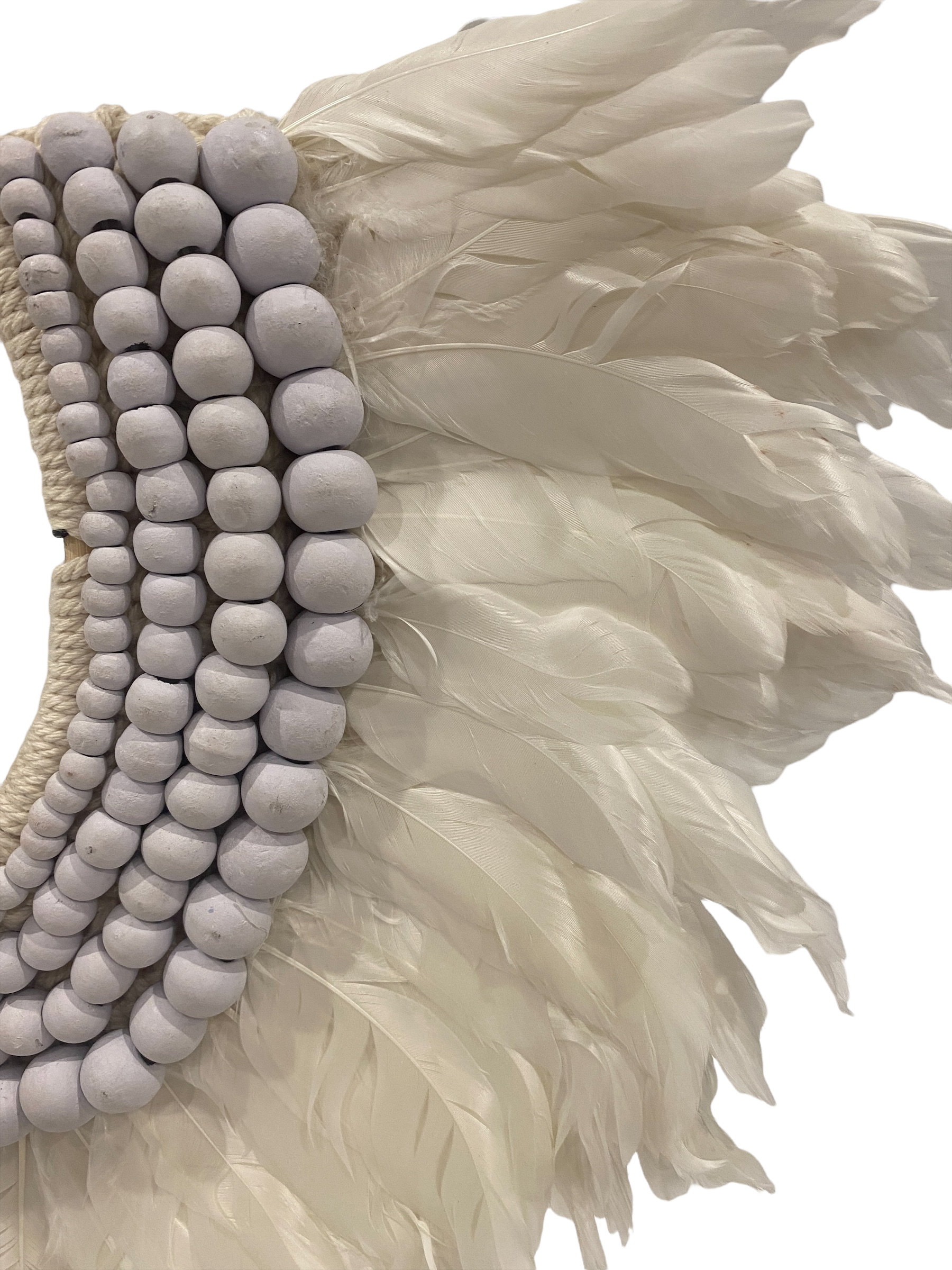 Feather and beaded necklace (22.4) white