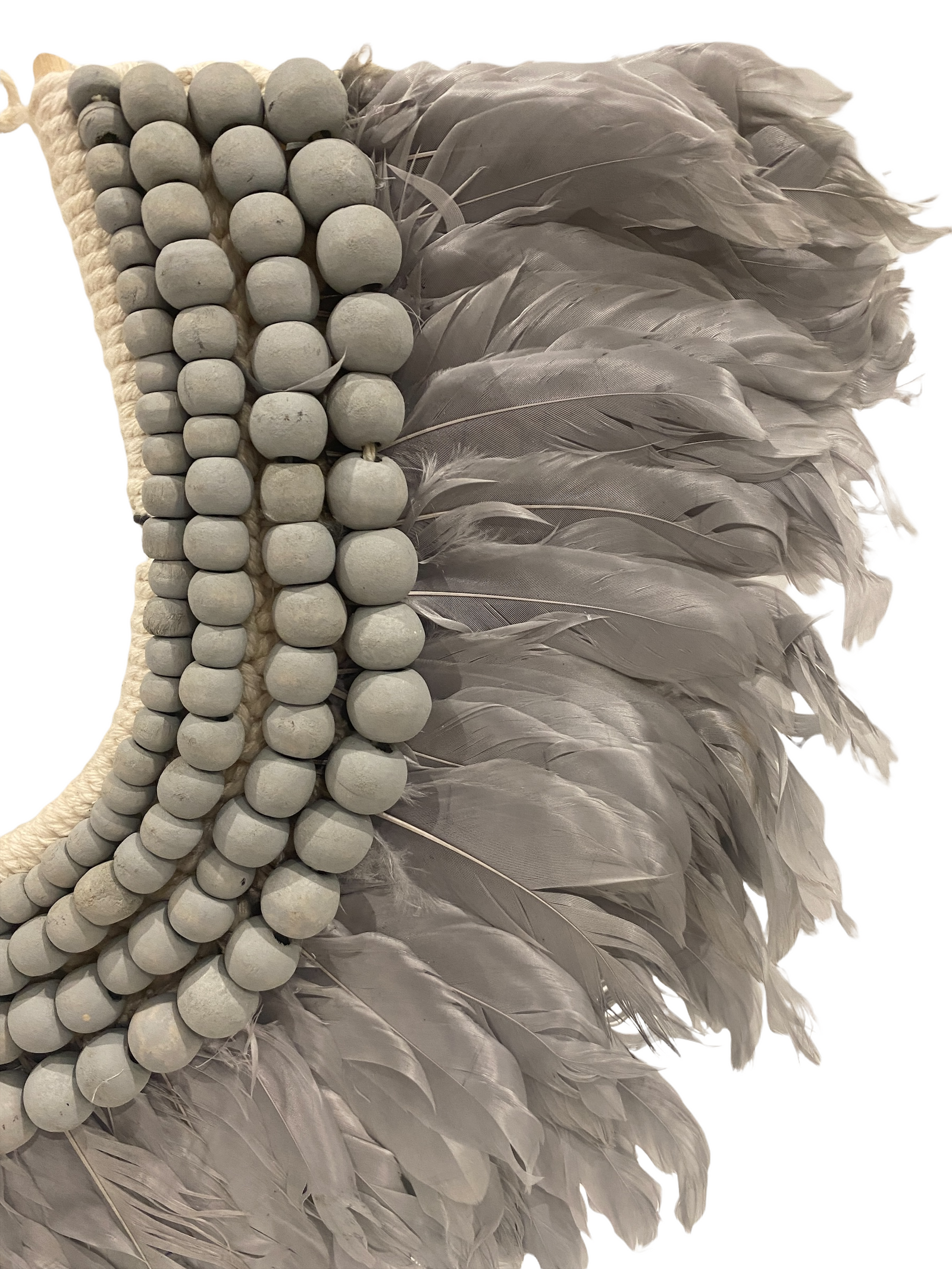 Feather and beaded necklace (22.2) blue grey