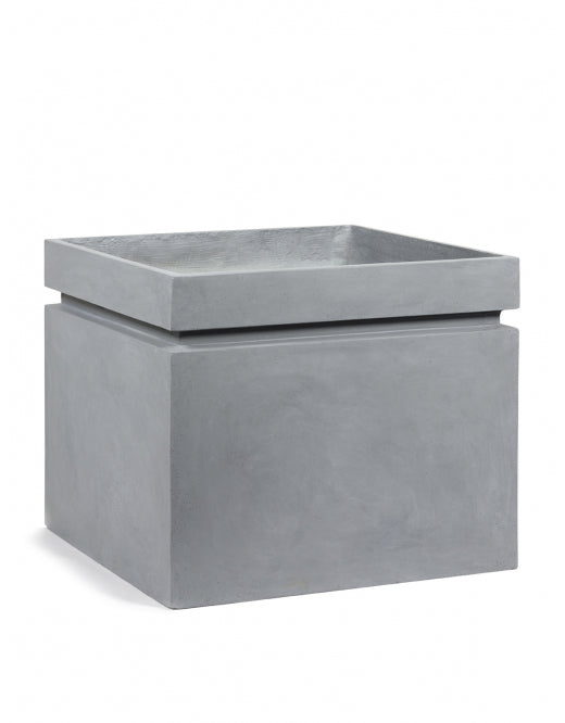 Modern grey earth-fibre square planter, for indoors or out