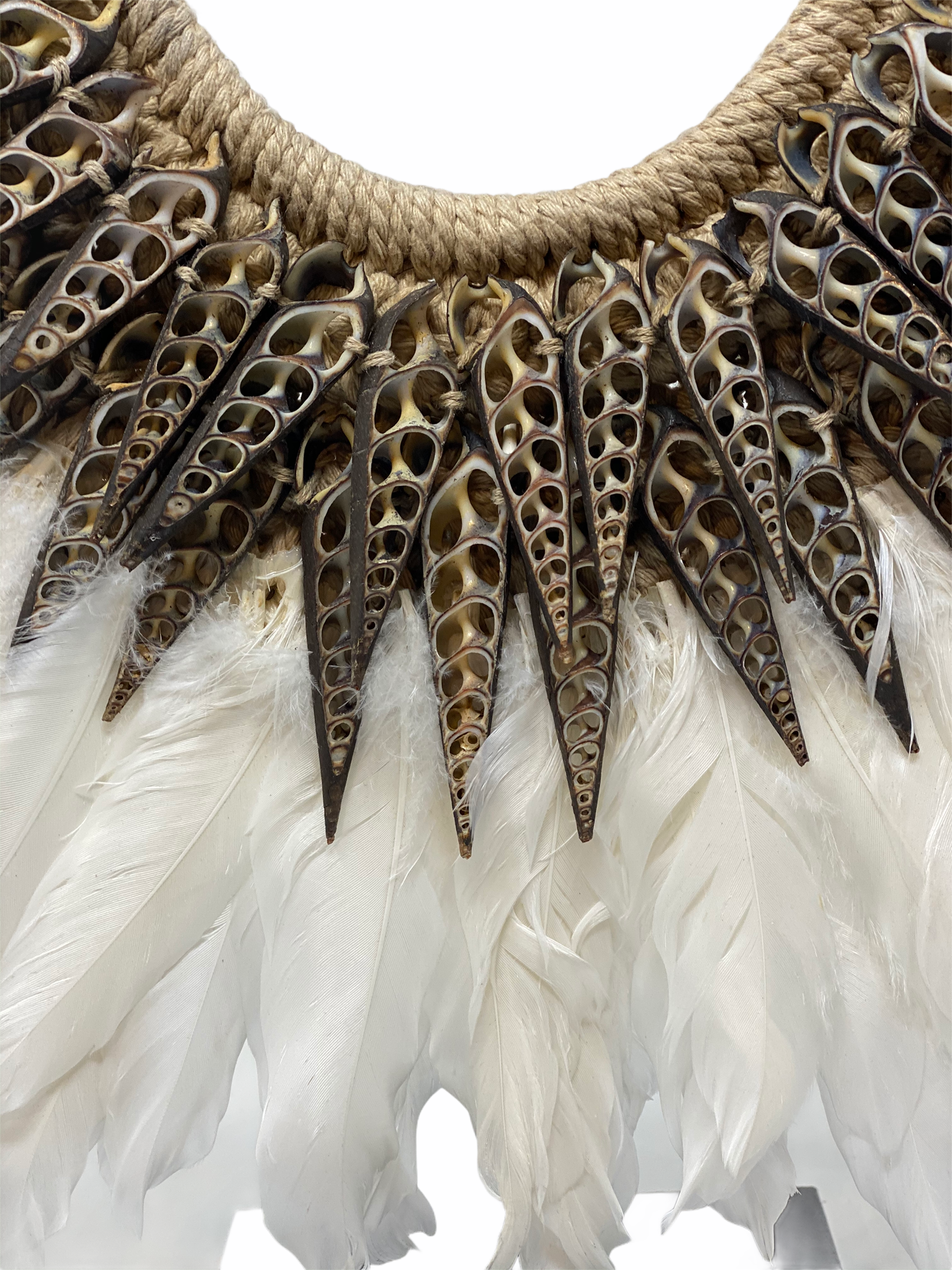 Dark Shell & White Feather necklace
