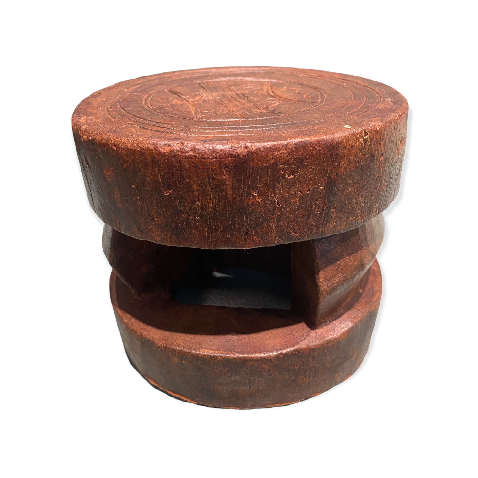 Yoruba hand carved stool - (08)