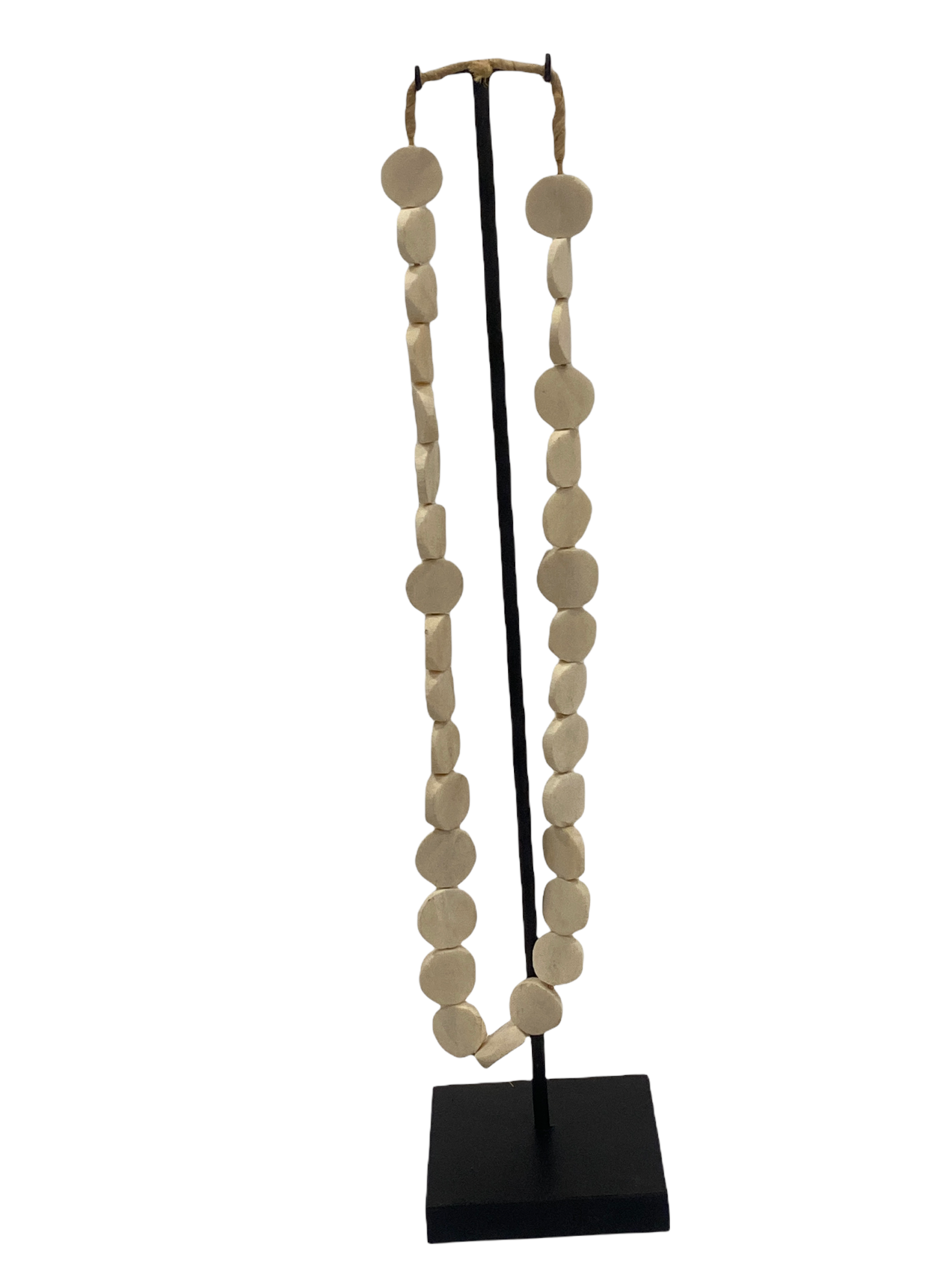 Kenya Beads Necklace - Disc shaped White (47.2)
