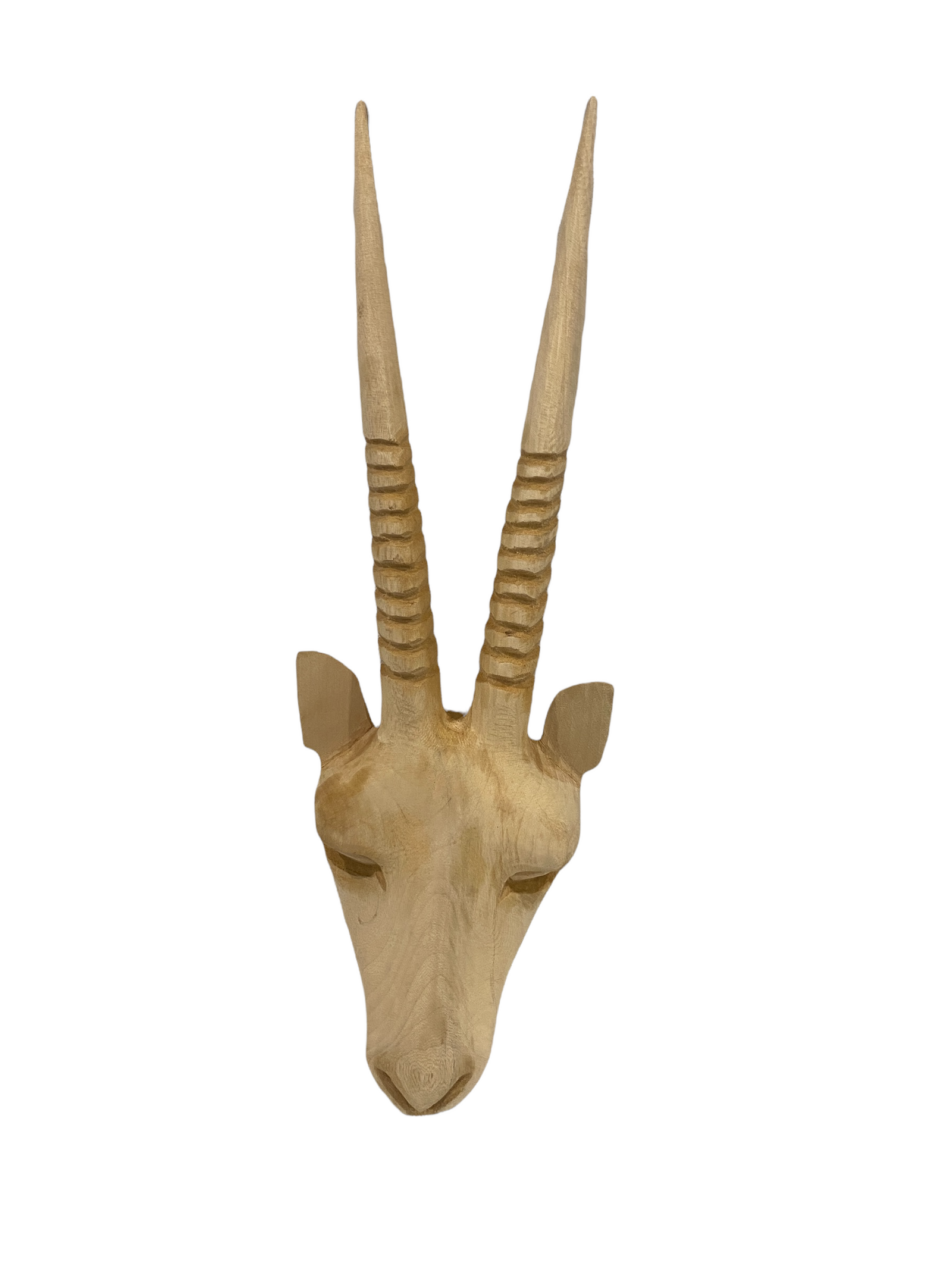 Hand-carved Jacaranda wood gemsbok (oryx) head from Eswatini (Swaziland)