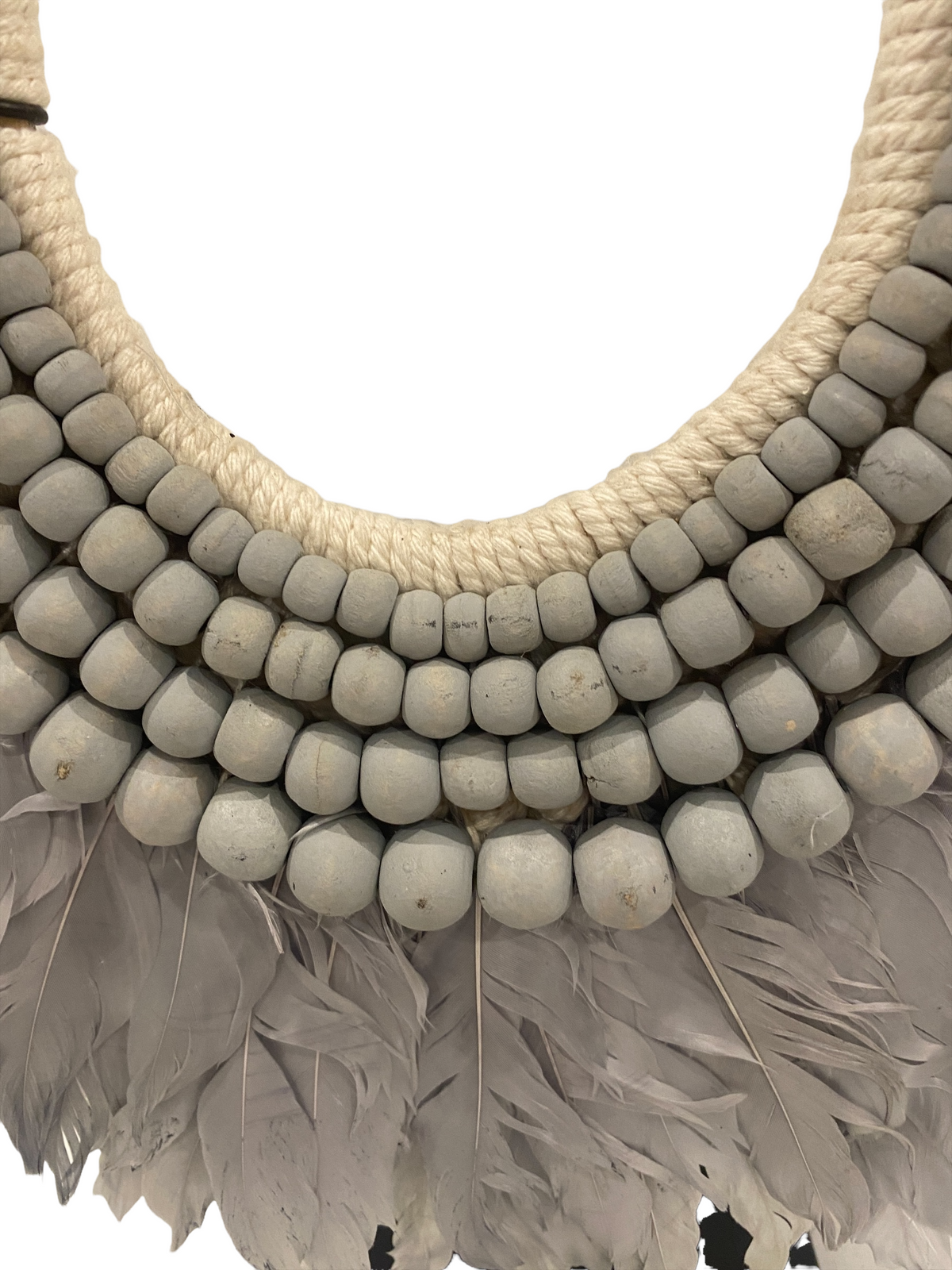 Feather and beaded necklace (22.4) white