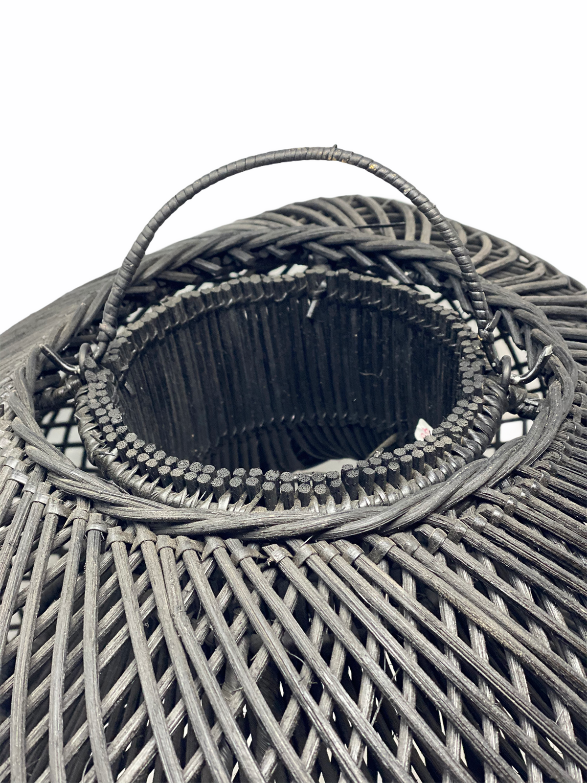 Black Rattan clam shell pendant Large