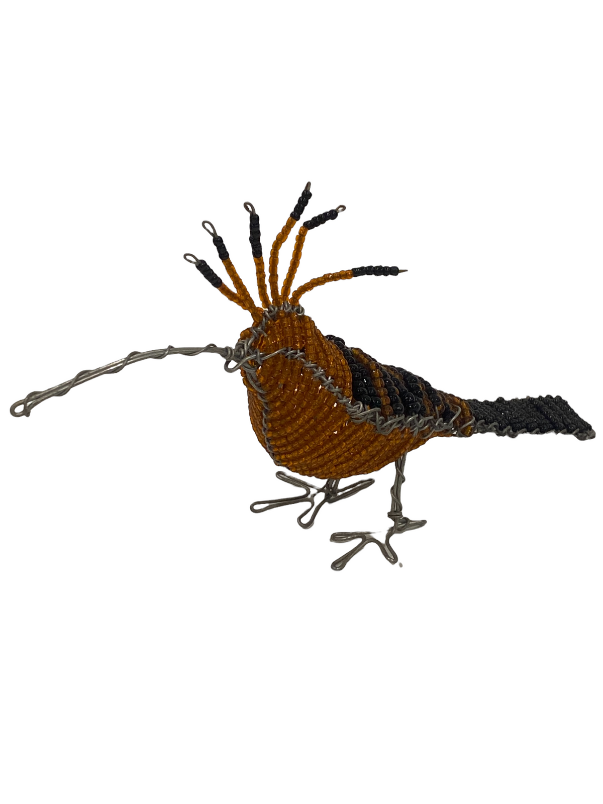 Beaded Garden Birds - Orange &amp; striped (17.5)