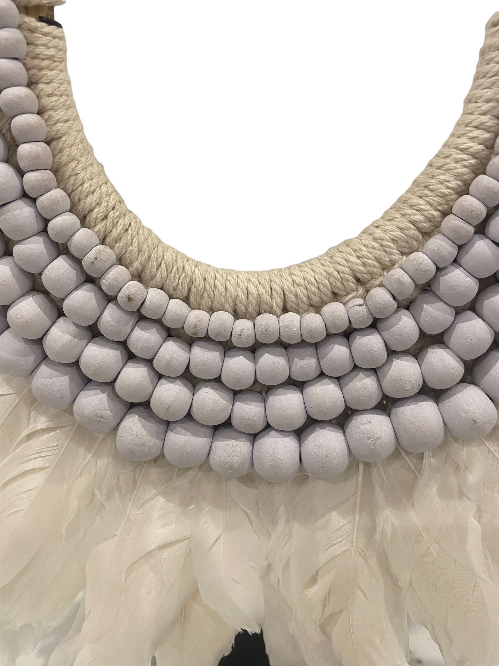 Feather and beaded necklace (22.4) white