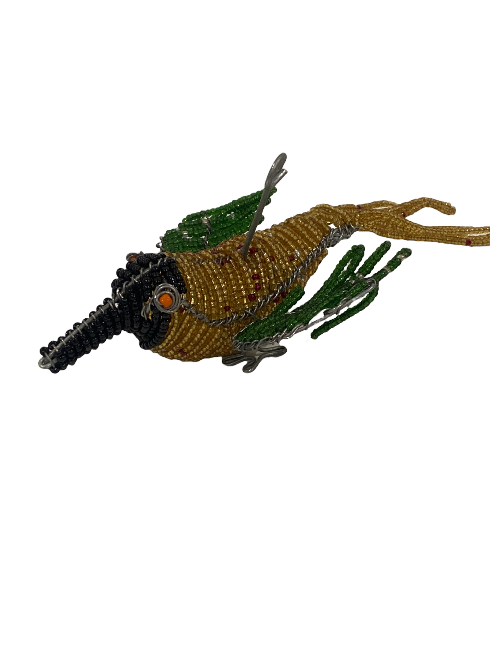 African Beaded Wire Garden Birds - Gold (17.5)